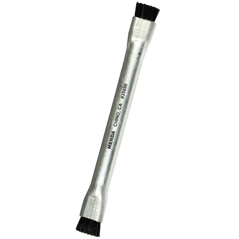 ESD BRUSH\, CONDUCTIVE\, ROUND ALUMINUM HANDLE\,  BLACK FIRM BRISTLES\, DOUBLE-SIDED\, 1/2 IN